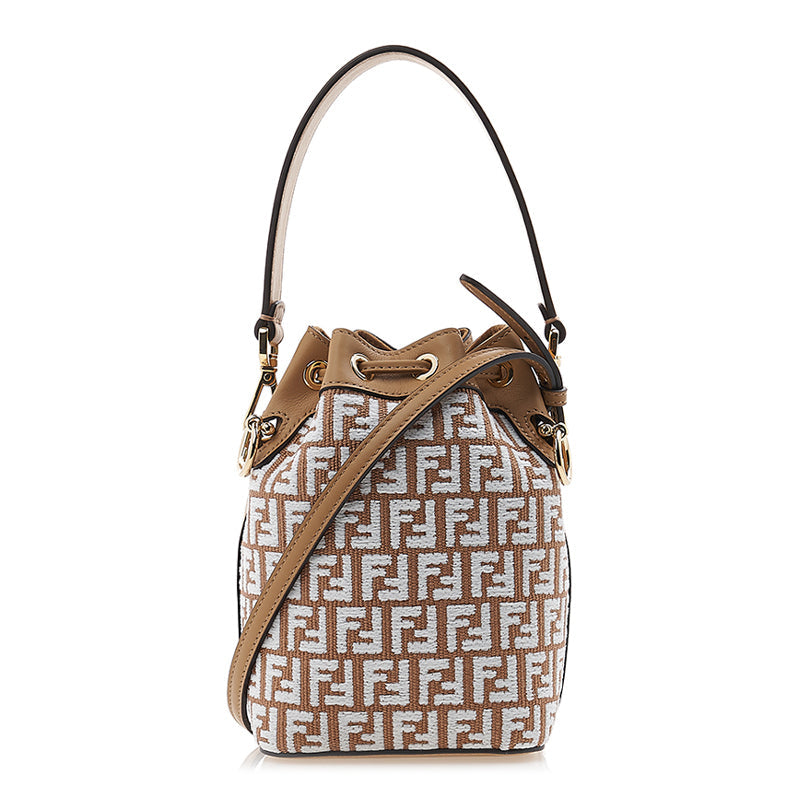 FENDI MINI MON TRESOR SECCHIELLO IN RAFFIA E PELLE