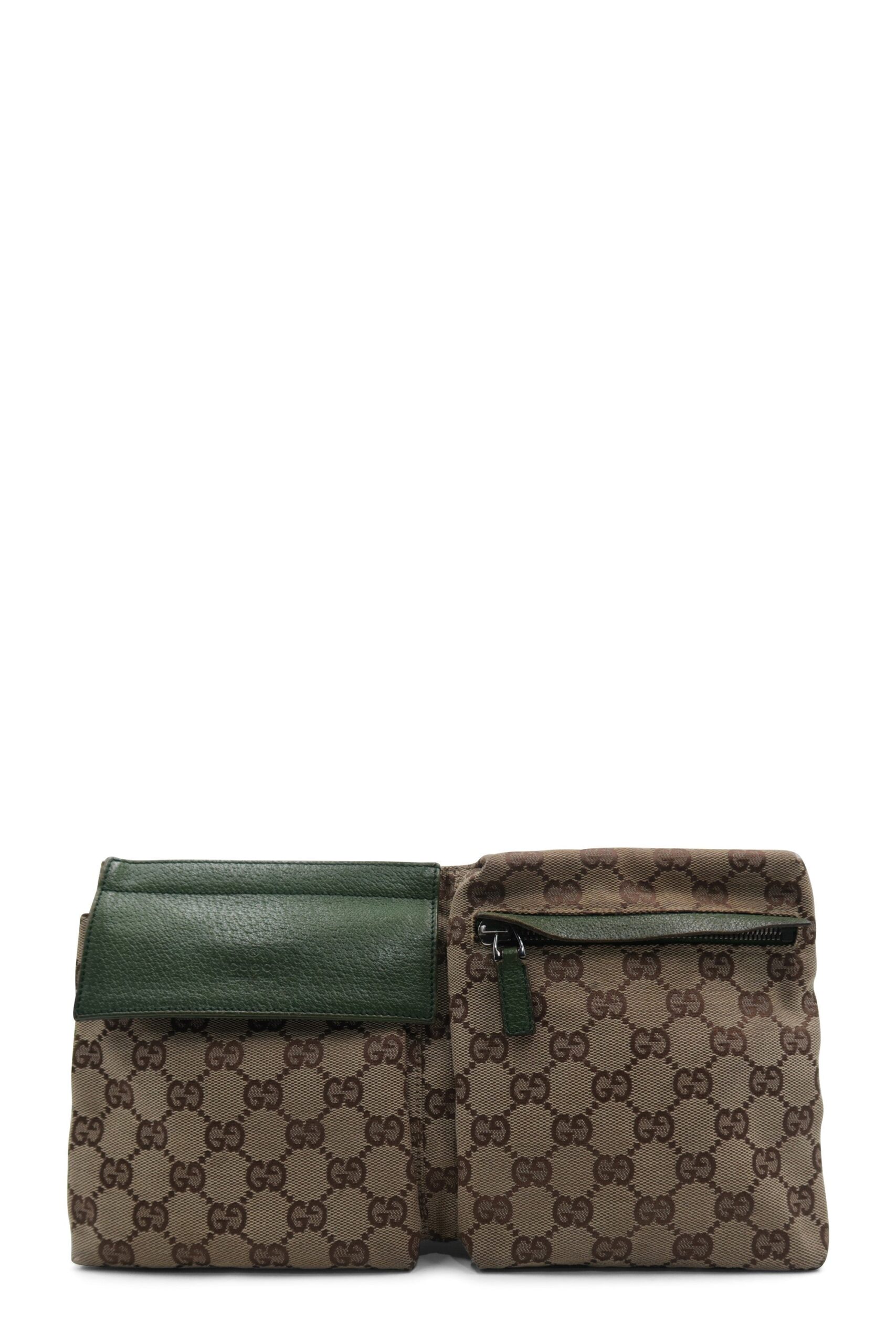 GG Canvas Web Marsupio Marrone Verde