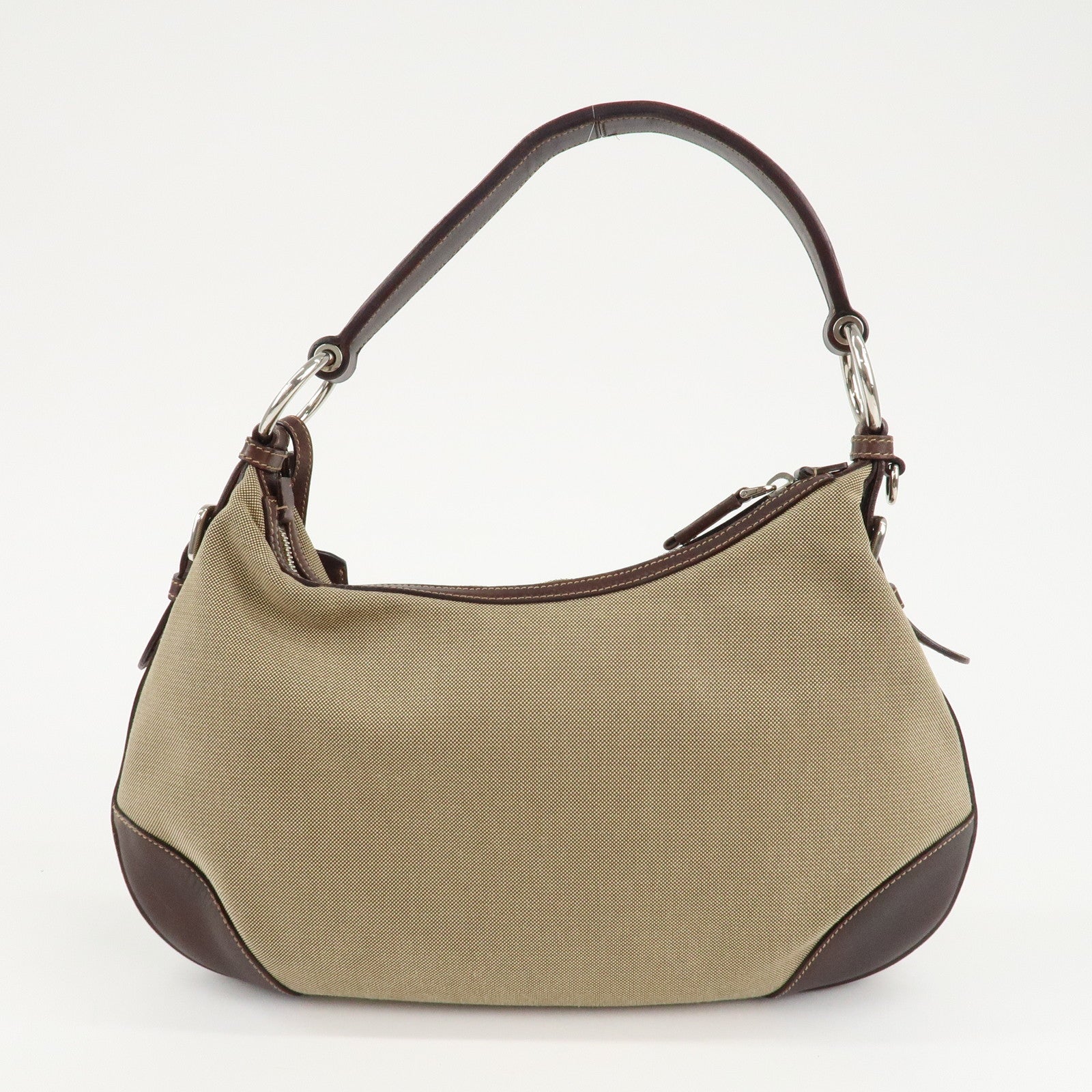 Prada Logo Jacquard Leather Borsa a tracolla Beige Marrone