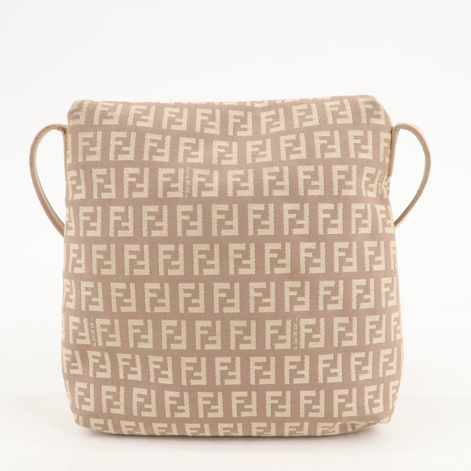 FENDI Zucchino Canvas Pelle Borsa a spalla Rosa Beige