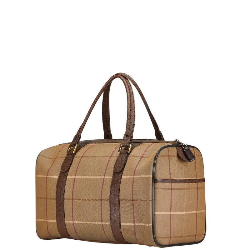 Burberry Check Pelle Canvas Boston Bag Travel Bag