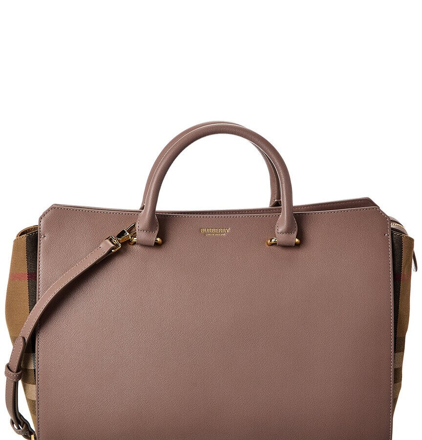 Burberry Banwell Medium Leather & Check Canvas Satchel | Studio Nafay