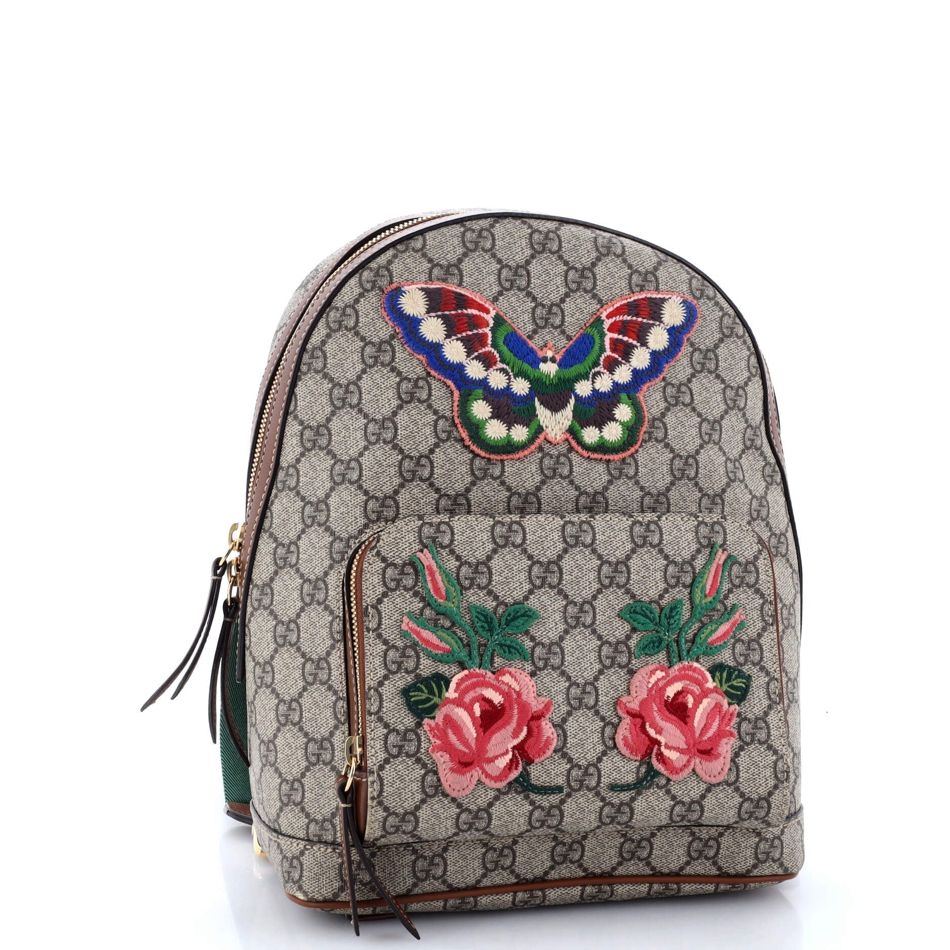 Zip Pocket Backpack Embroidered GG Coated Canvas Piccola