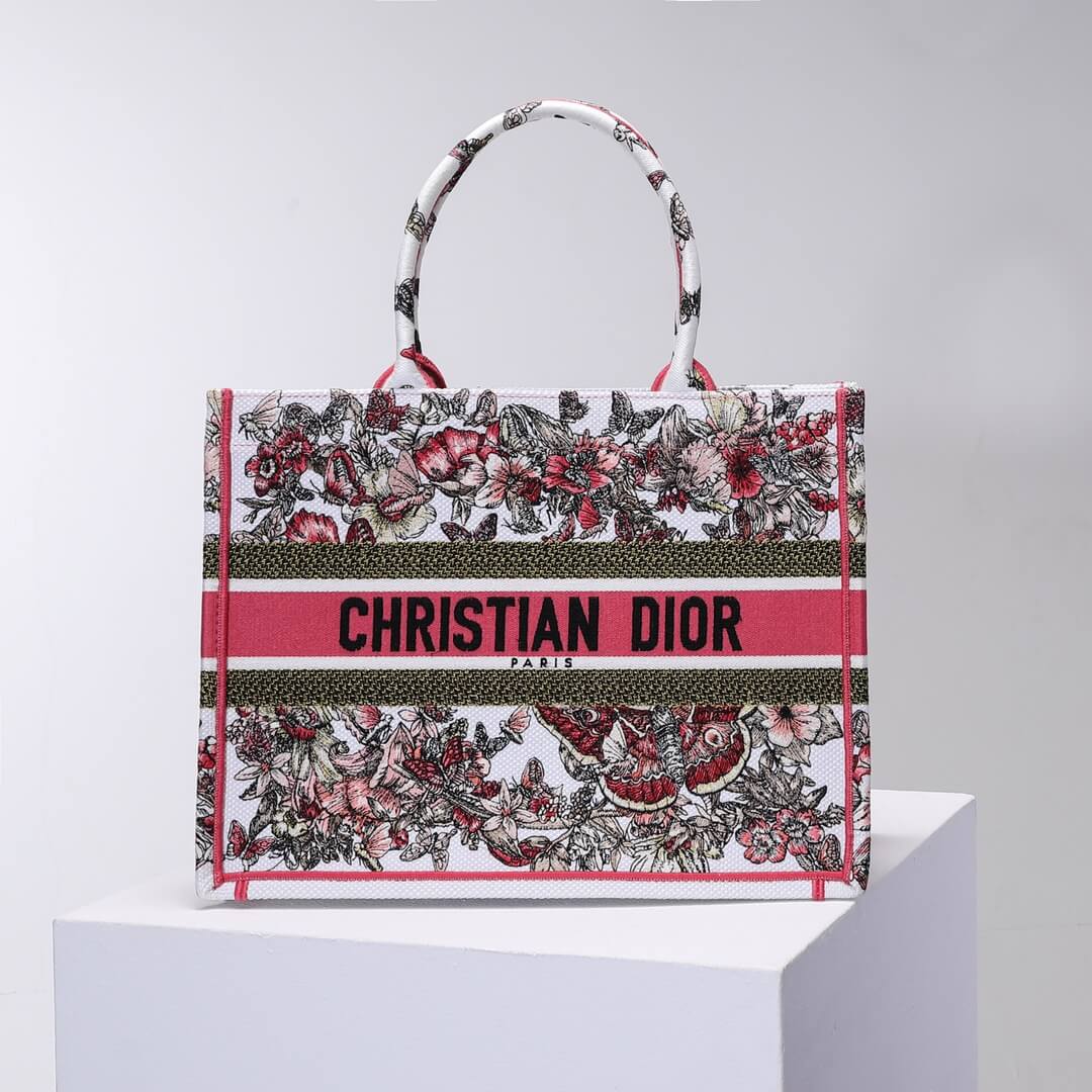Book Tote big Taglia 36.5cm 41.5cm Oblique Embroidery Bianco Rosso-2
