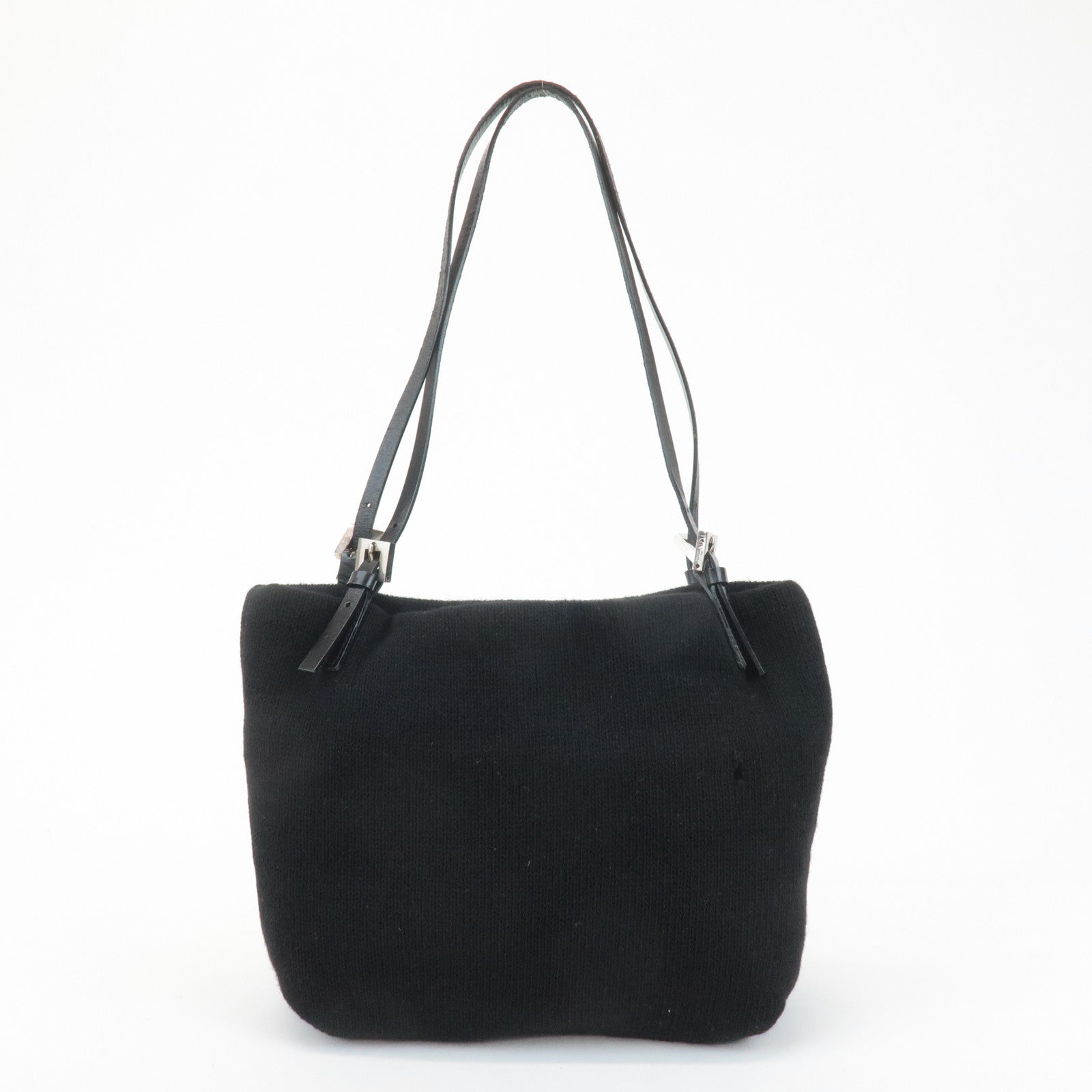 Fendi Wool Pelle Shopper Borsa a spalla Nero 26633