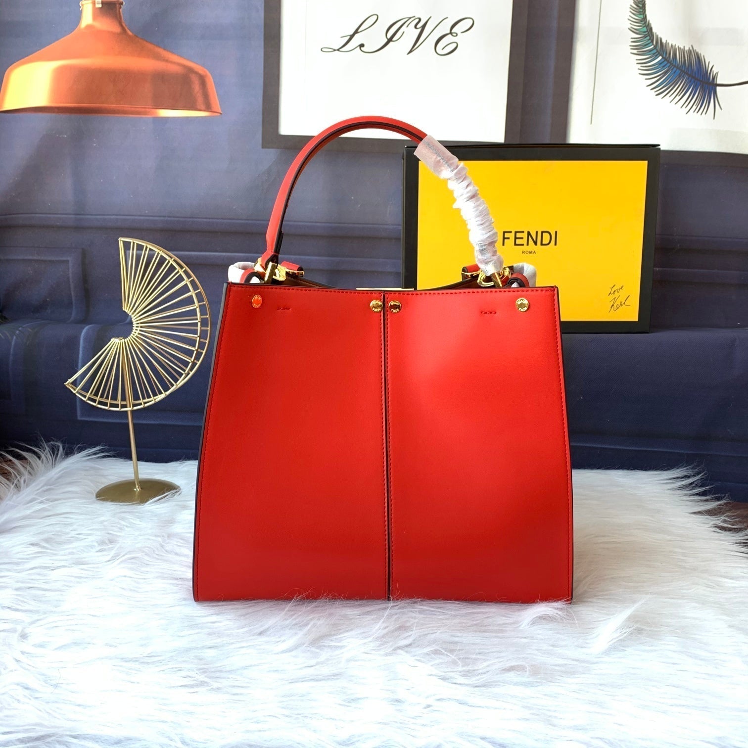 Peekaboo X-lite Media 30cm Bag Rosso lambskin Finiture dorate