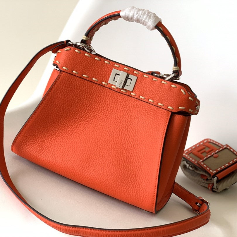 Peekaboo Mini Selleria Bag 23cm red leather shw with 220 hand-sewn stitches | Studio Nafay