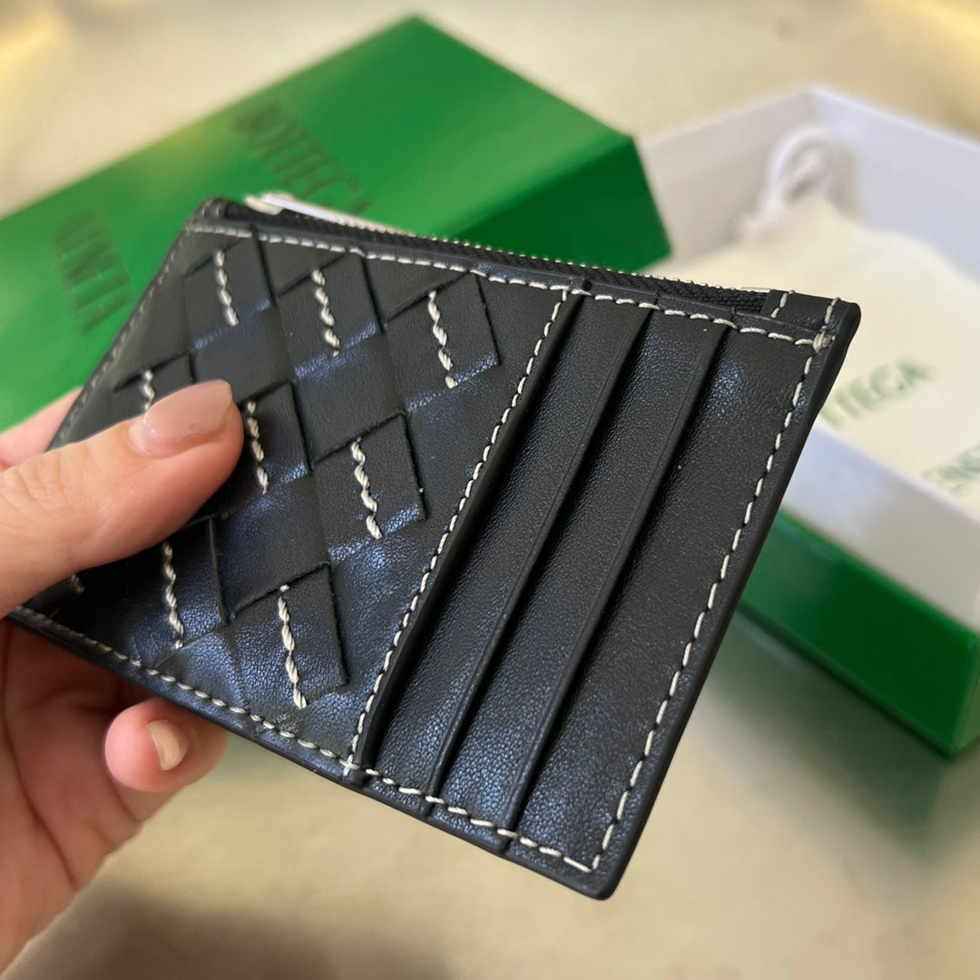 ZIPPED CARD CASE 11 Nero Pelle di vitello