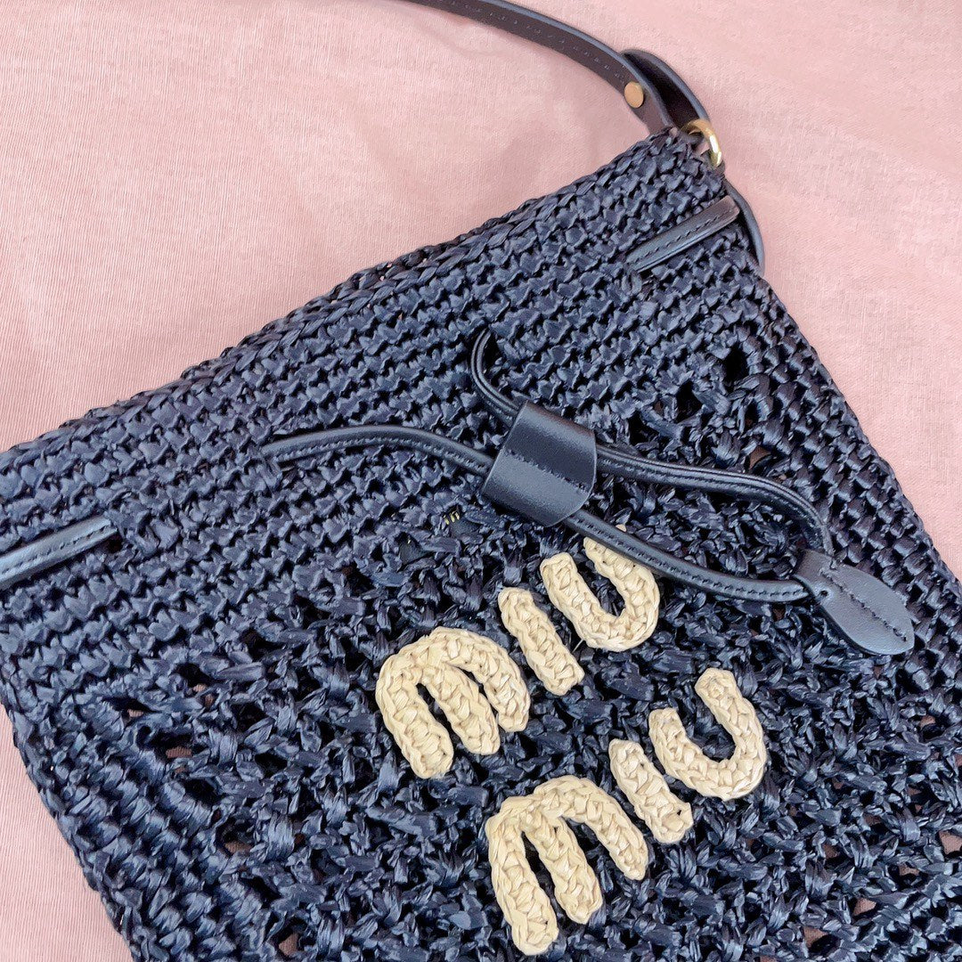 miu secchiello 20cm tessuto intrecciato nero