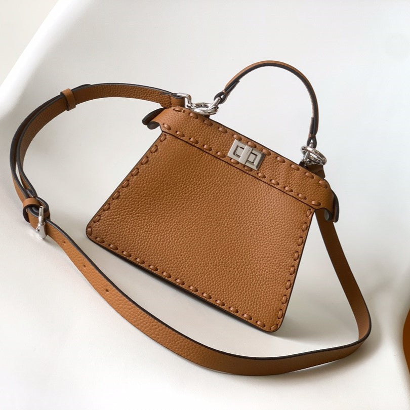 Peekaboo ISeeU Petite 20 Bag Tan Leather Shw | Studio Nafay