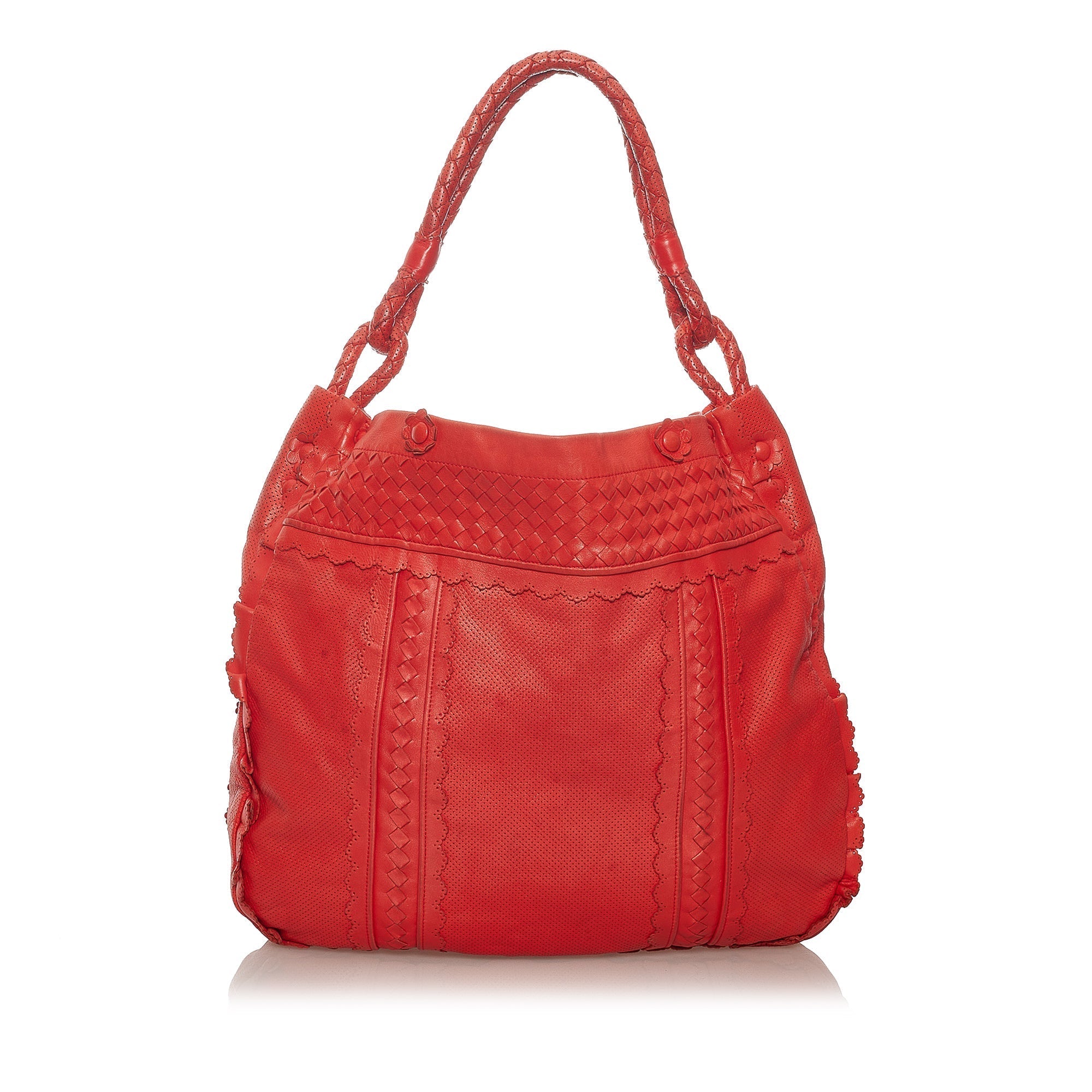 Shopping bag Bottega Veneta in pelle Intrecciato rossa