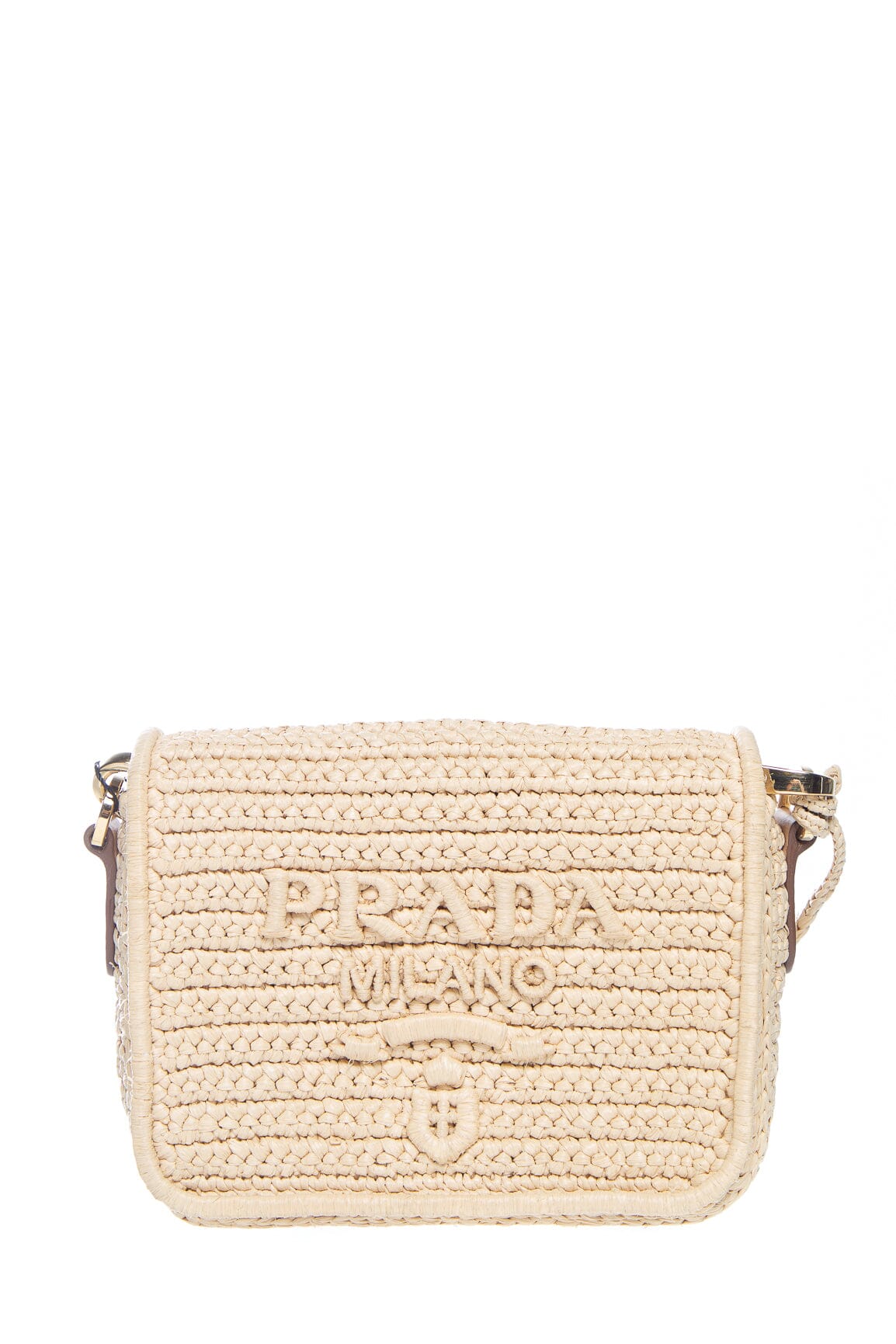 Prada Borsa a tracolla Re-edition con logo in rafia naturale