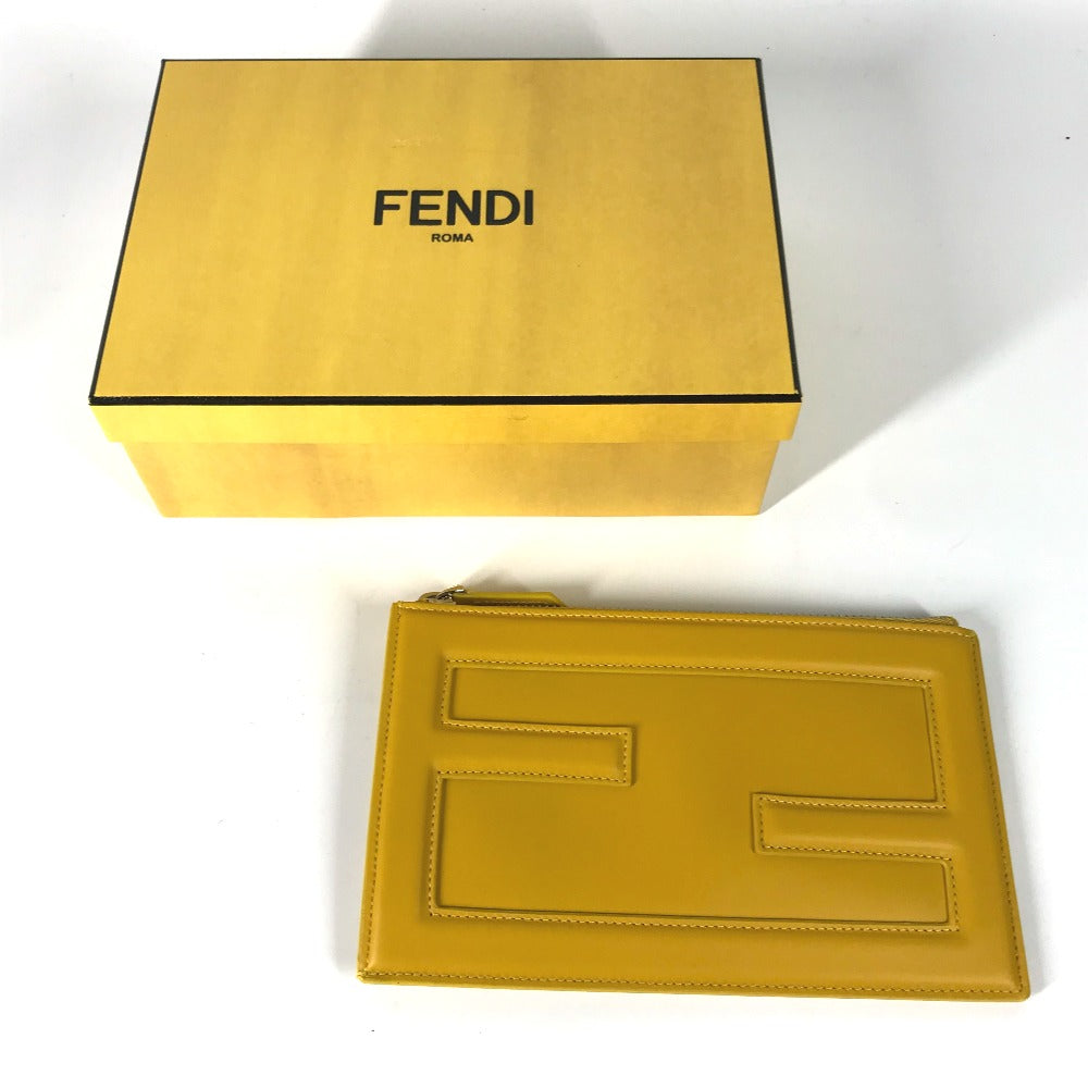 Fendi Pochette Pelle Giallo Logo Donna