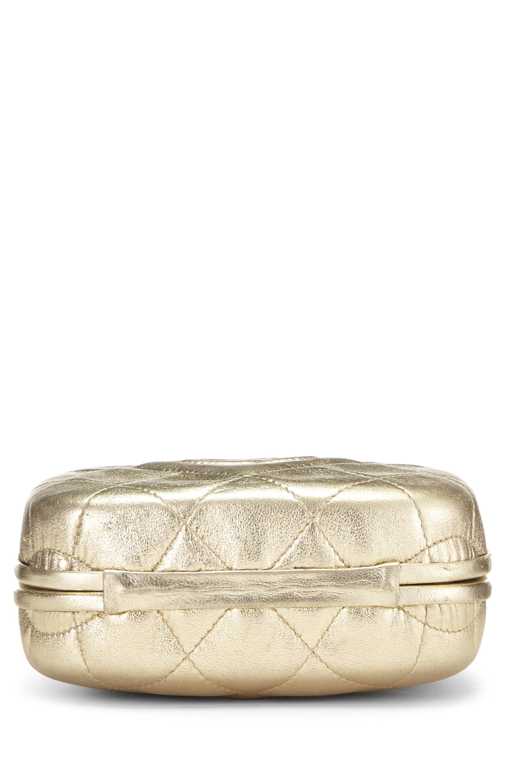 Chl, Metallic Gold Quilted Lambskin Kiss Lock Borsa a tracolla, Oro