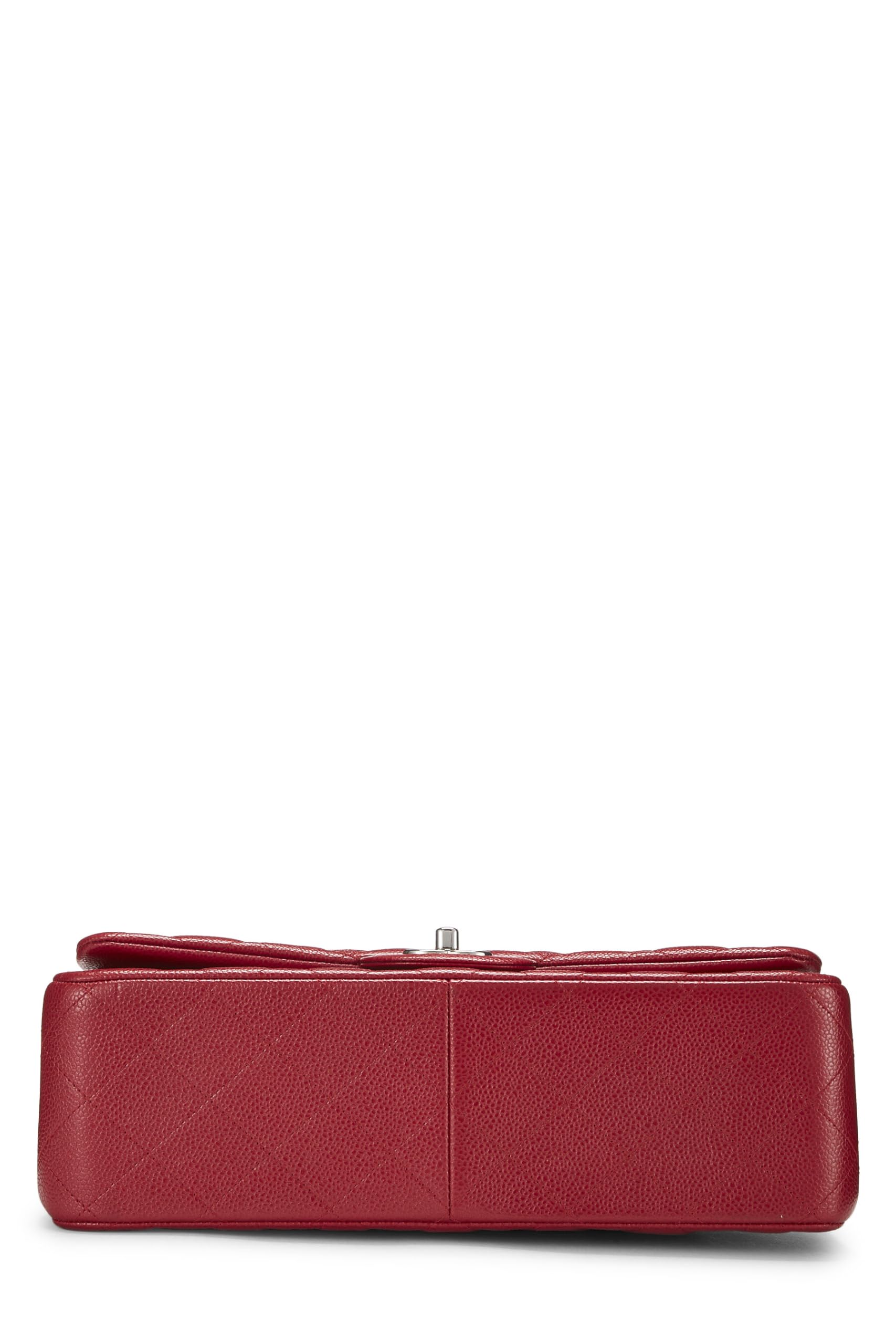 Chl, Rosso Quilted Caviar New Classic Double Flap Jumbo, Rosso
