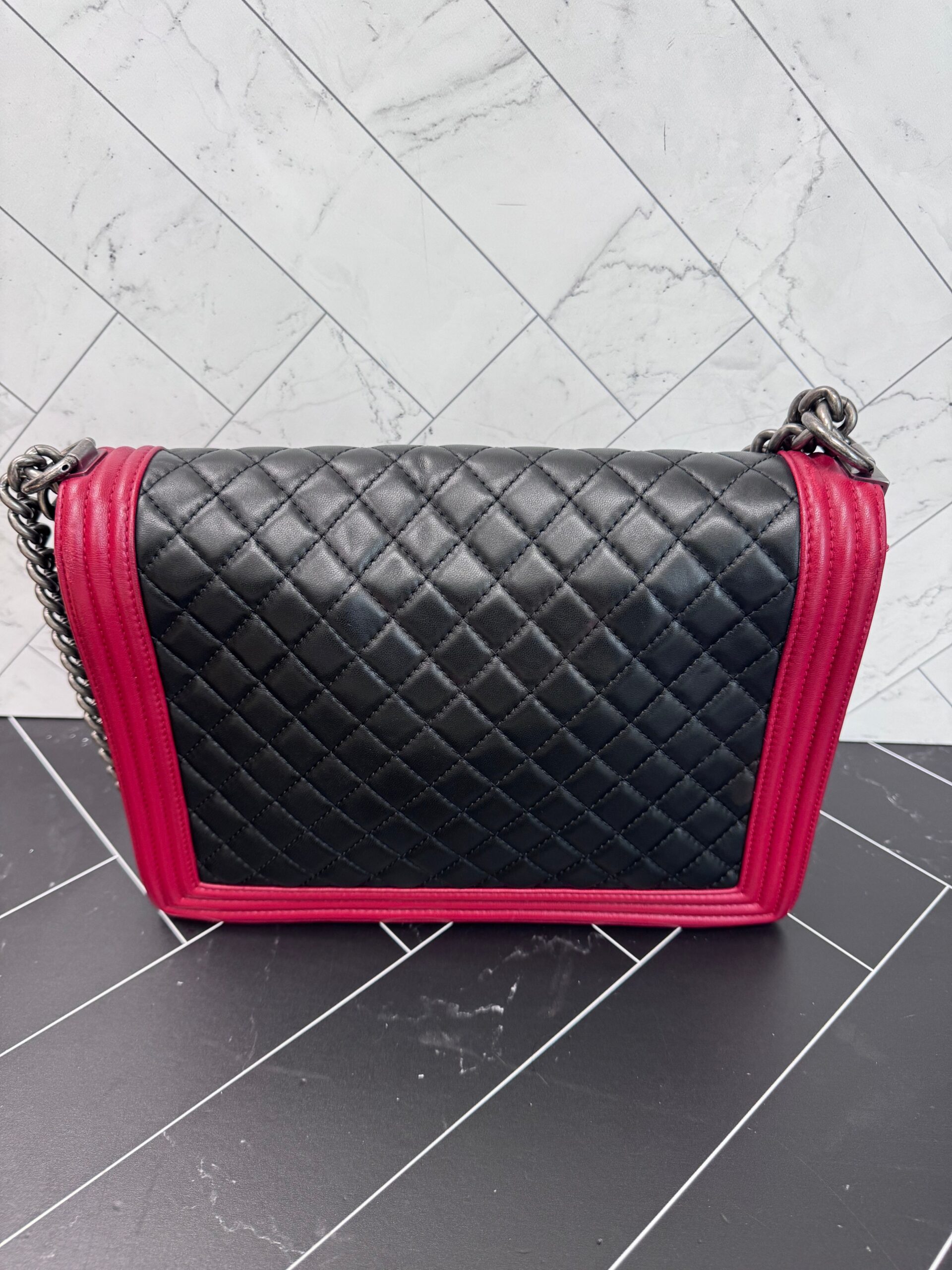 Chanel Boy Large Pelle Agnello Nero Borsa a mano
