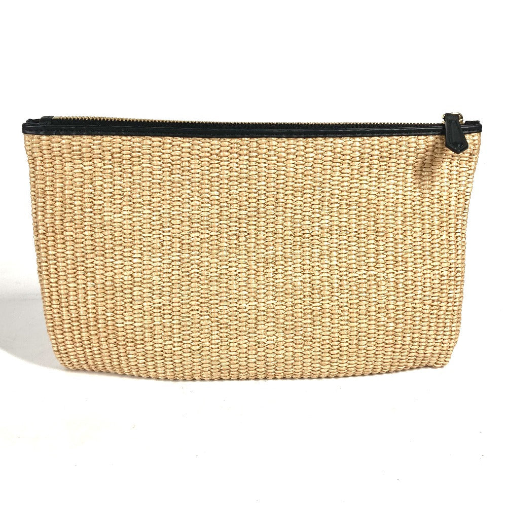 Fendi Pochette Bag Raffia, Pelle Beige Straw Logo