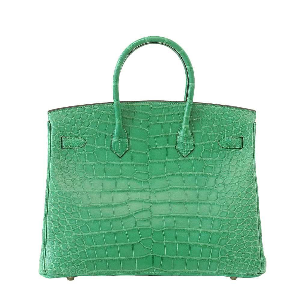Hermesmatte Alligator Birkin 35 Cactus Borsa GHW