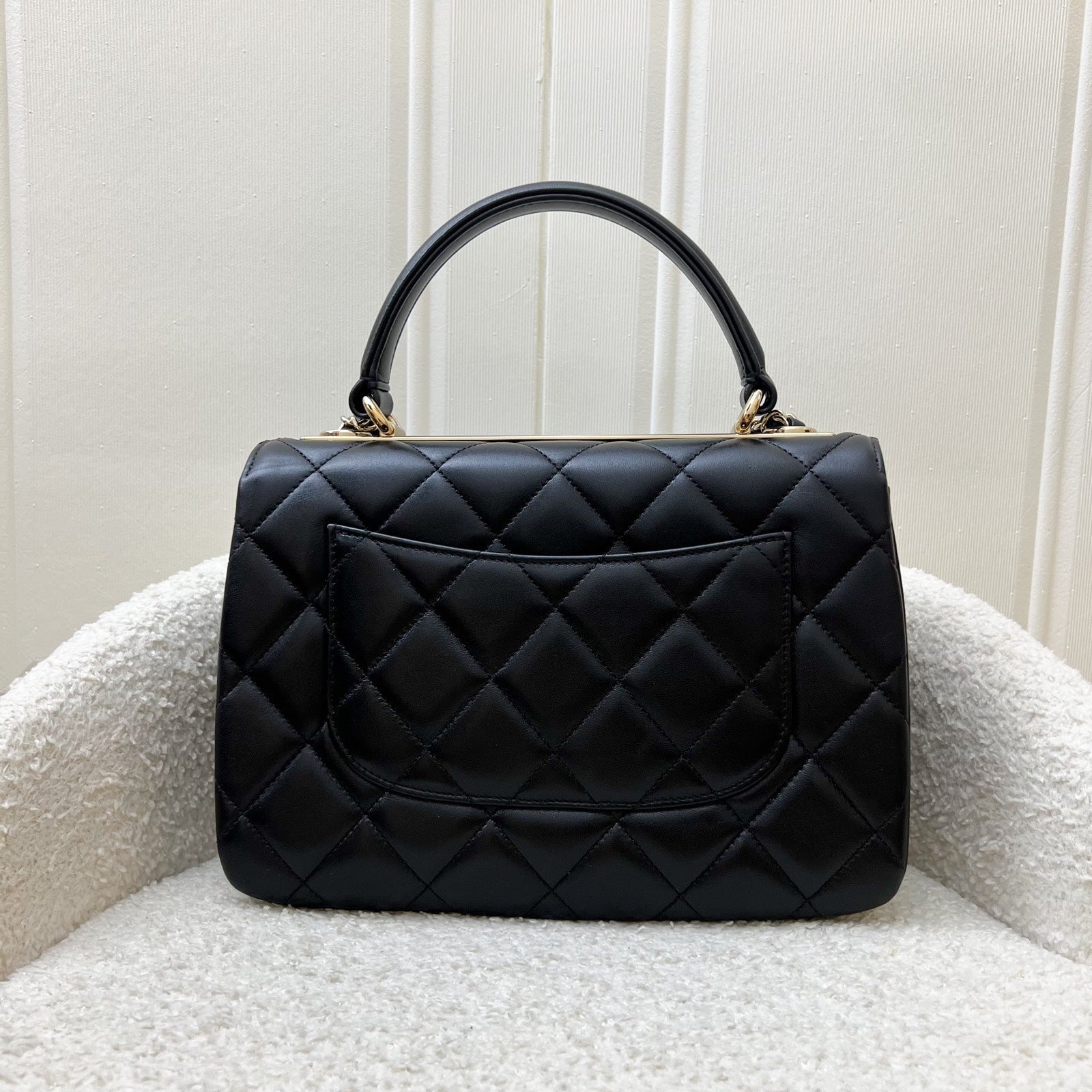 Chanel Small Trendy CC Top Handle Flap in Black Lambskin LGHW (Model: ) Borsa a mano
