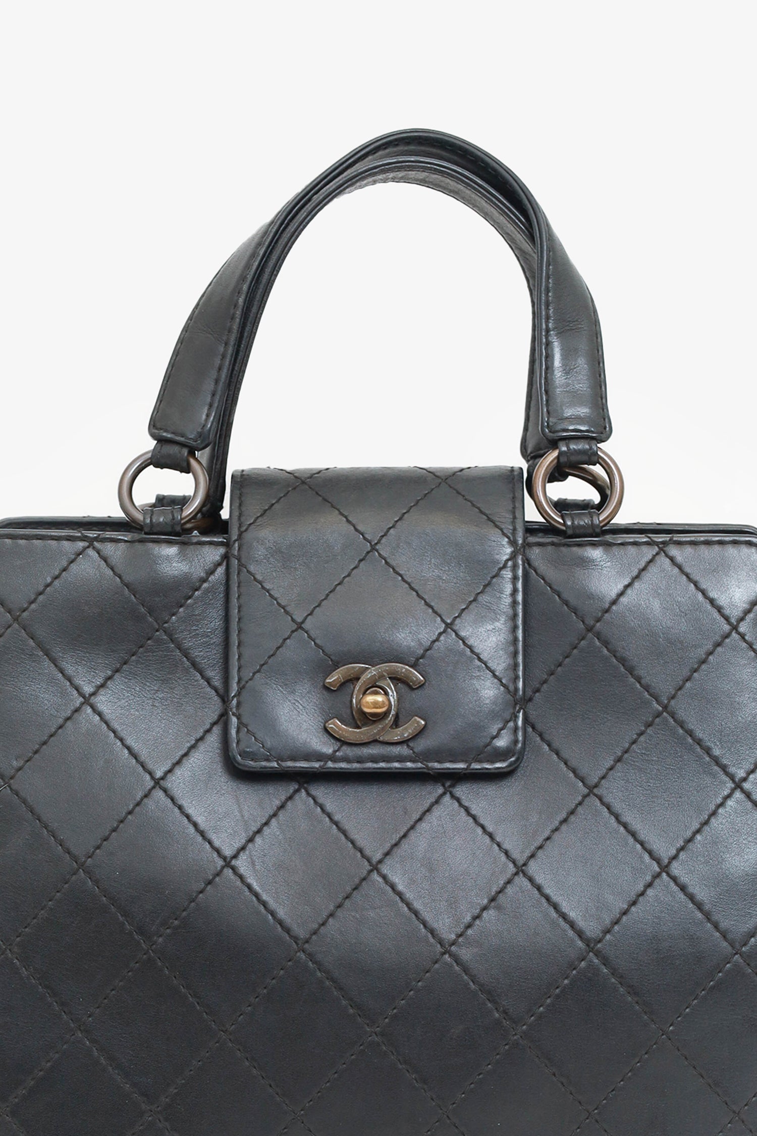 Chanel -97 Black Leather Matelasse Coco Mark Tote