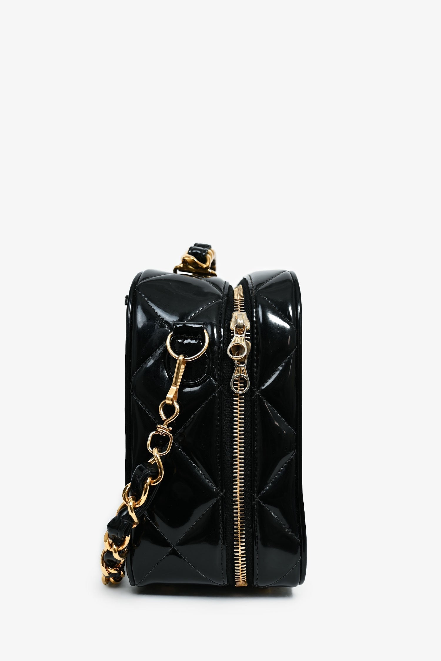 Chanel -96 Black Patent Leather Large Vanity Case Handbag - Immagine del prodotto 2