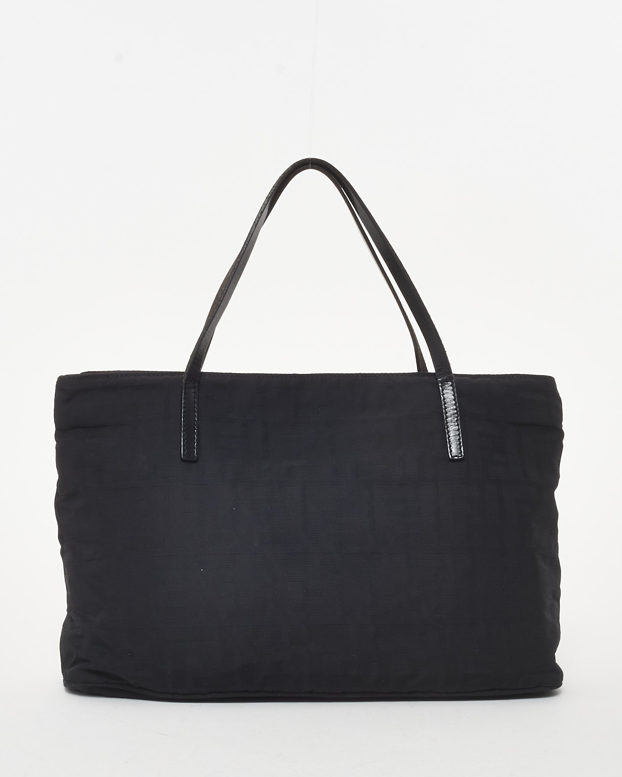 Shopping bag Fendi Zucca in nylon nero SHW con logo FF