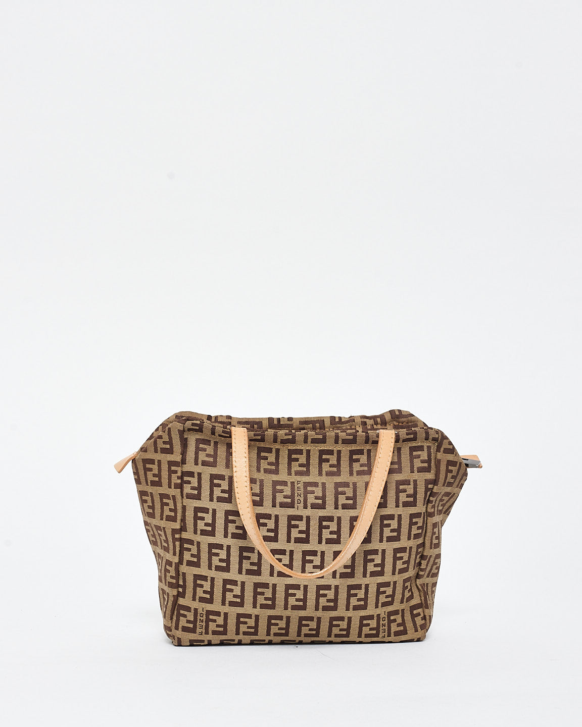 Fendi Mini Shopping bag in Tela Zucchino Marrone con logo
