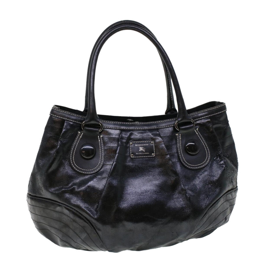 BURBERRY Blue Label Shoulder Bag Coated Canvas Black Auth cl755 | Studio Nafay