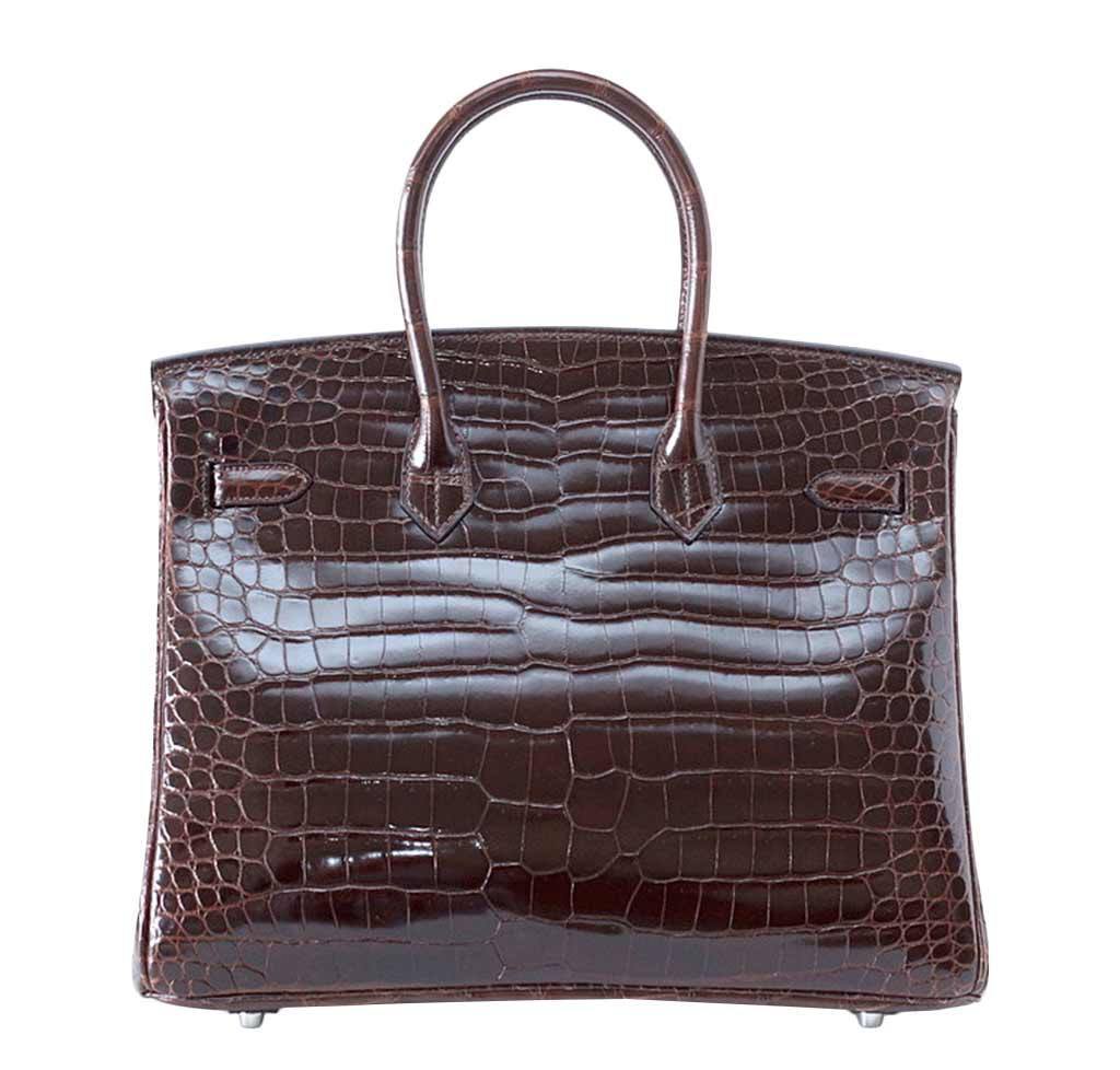 Borsa Hermesbirkin 35 Chocolate Coccodrillo