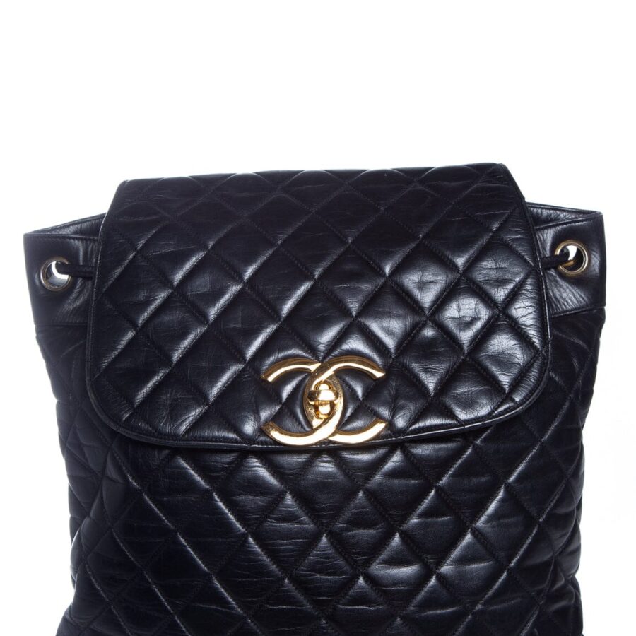 Chanel Backpack black bag – front view