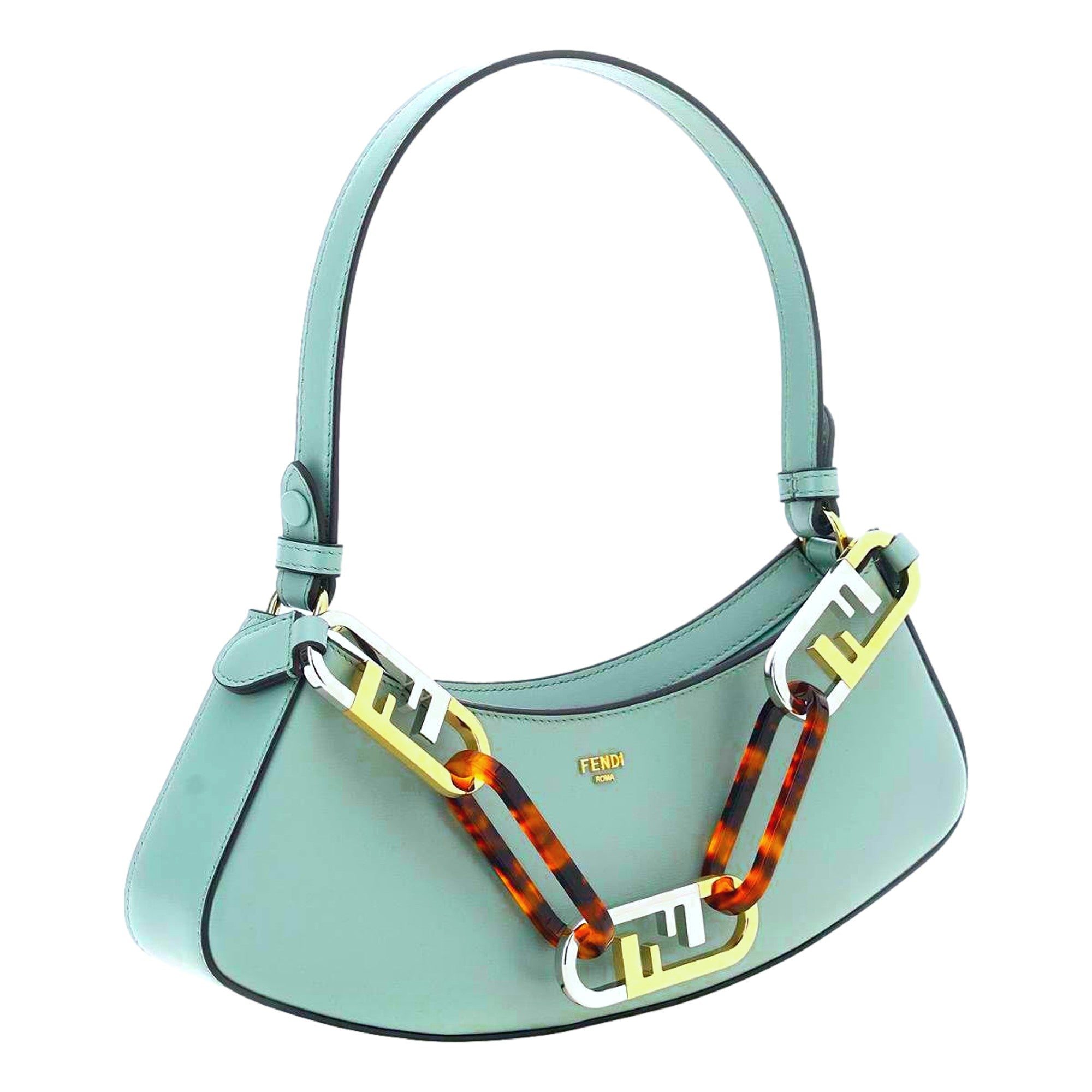 Fendi O’Chiusura Swing Tiffany Blu Calf Pelle Piccola Hobo Borsa a spalla