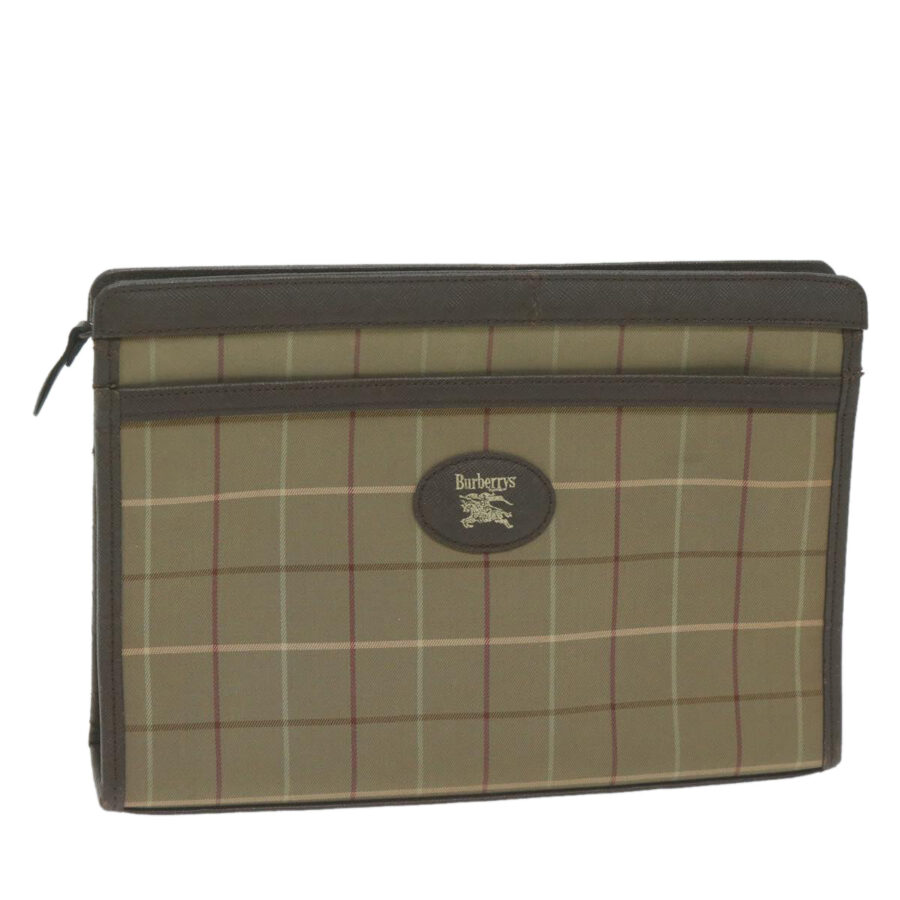 BURBERRYSs Nova Check Clutch Bag Canvas Brown Auth fm3178 | Studio Nafay
