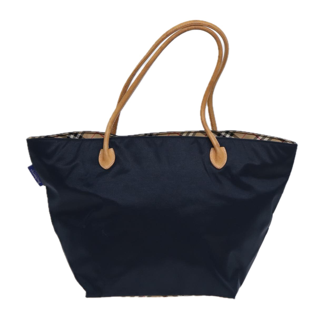 Burberryss Nova Check Blue Label Shopping bag Nylon Blu navy Auth Fm3650