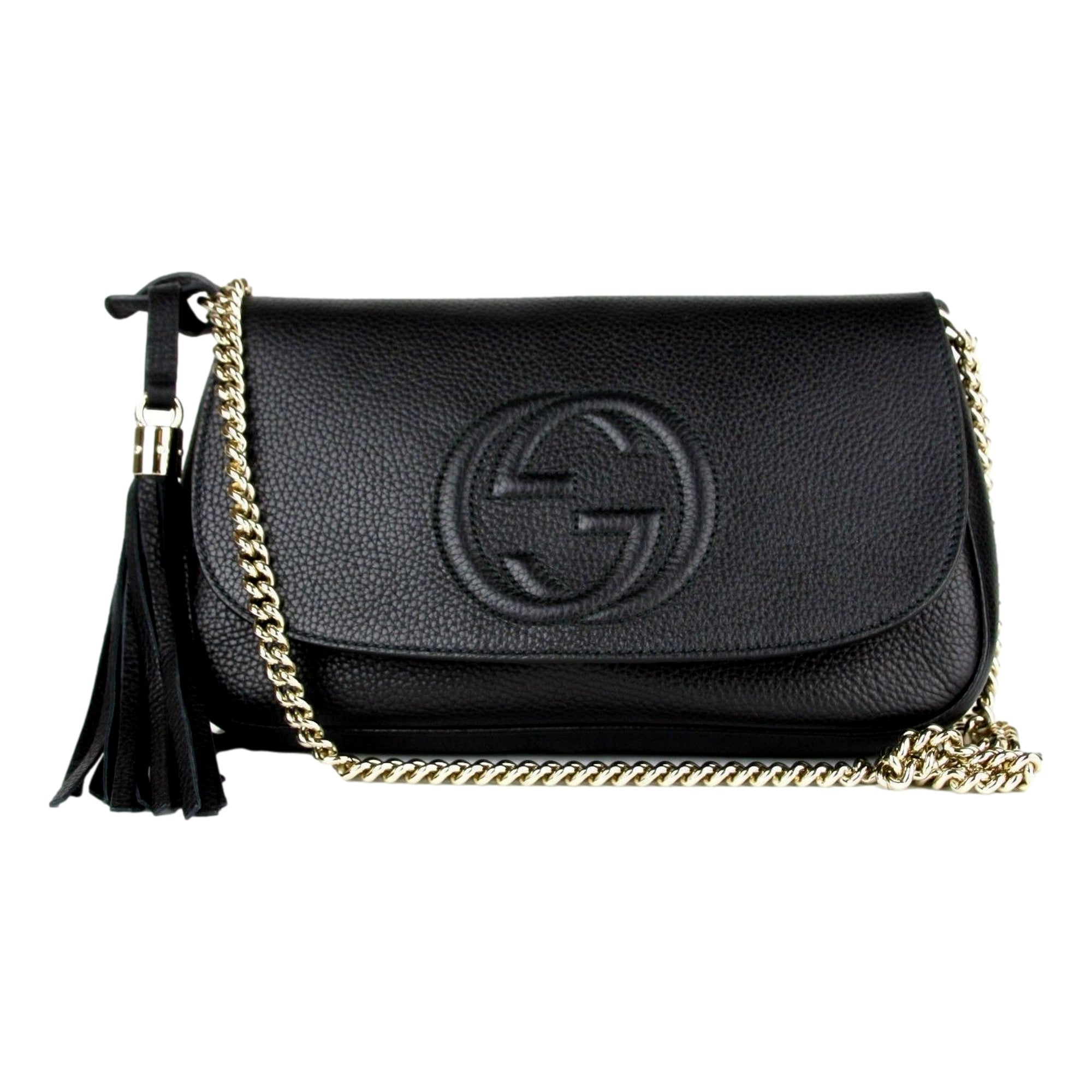 Gucci Soho Disco GG Nero Pelle di vitello Nappa Catena Borsa a tracolla