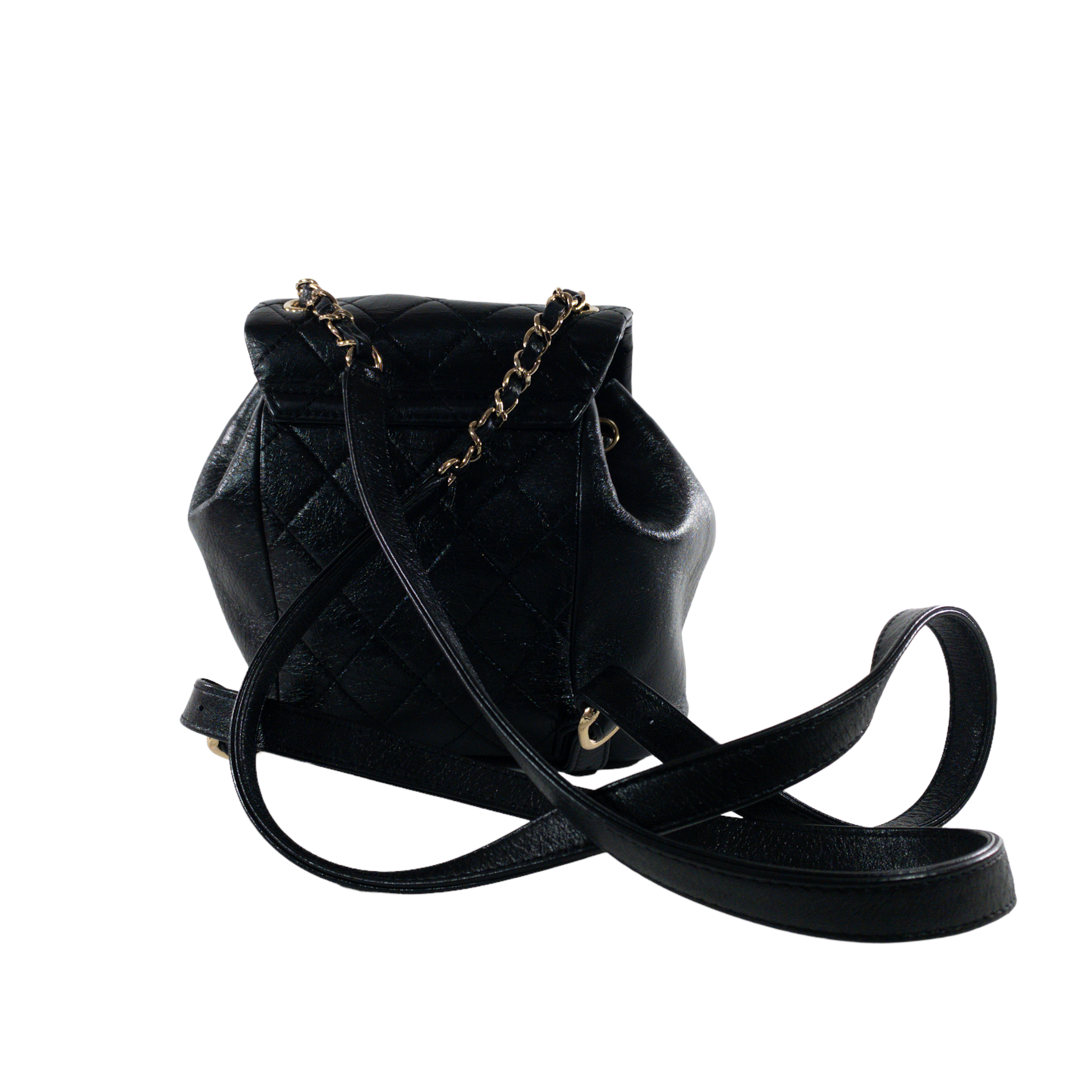 Zaino Chanel Mini Duma in pelle lucida nera GHW