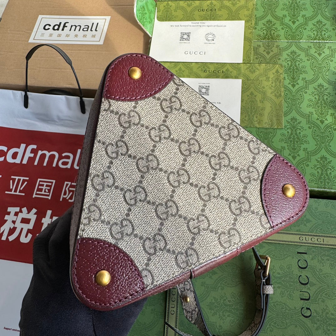 BUCKET BAG 18 IN BURGUNDY RED CANVAS AND CALFSKIN GOLD HARDWARE | Studio Nafay