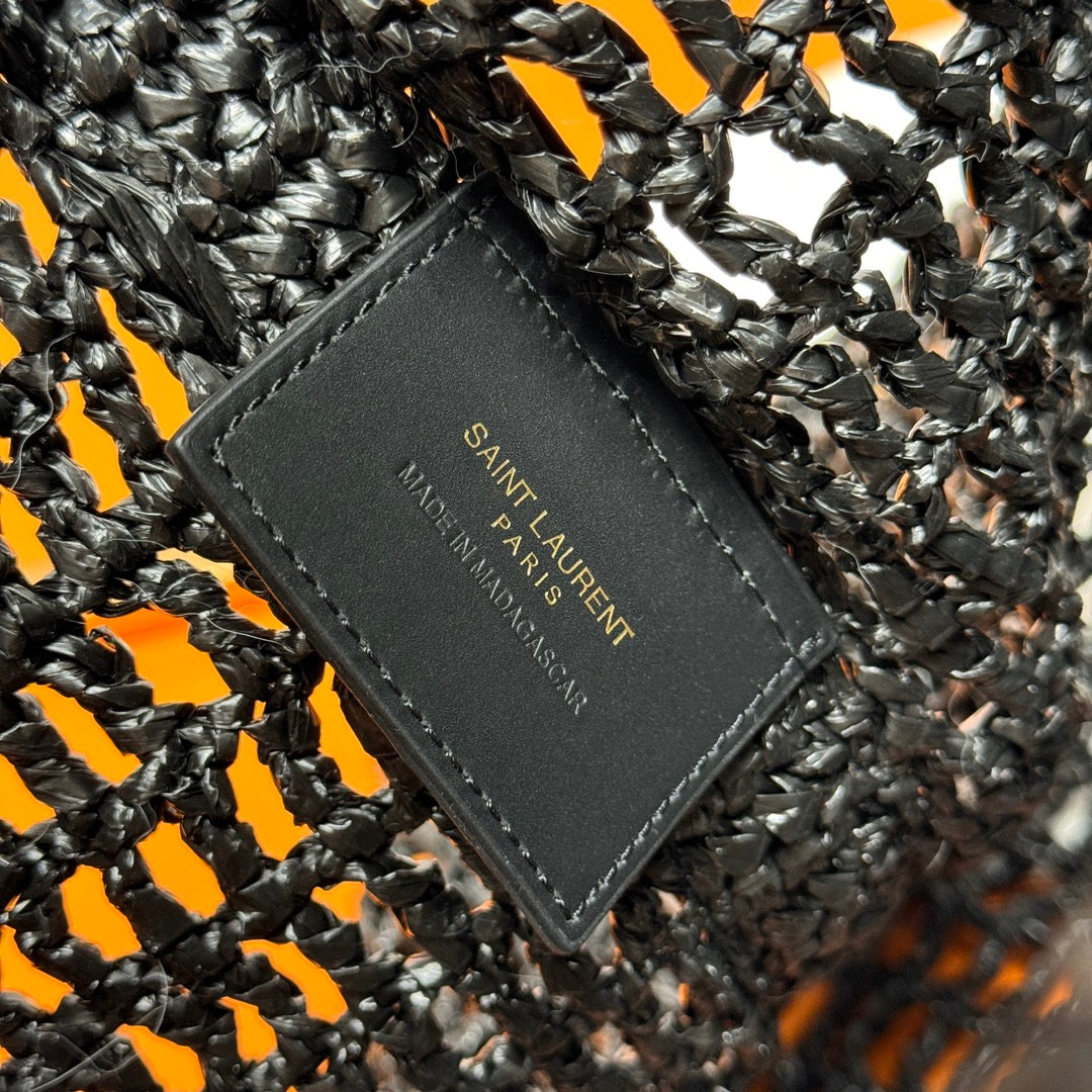 Shopper 40 IN Nero Raffia Oro LOGO