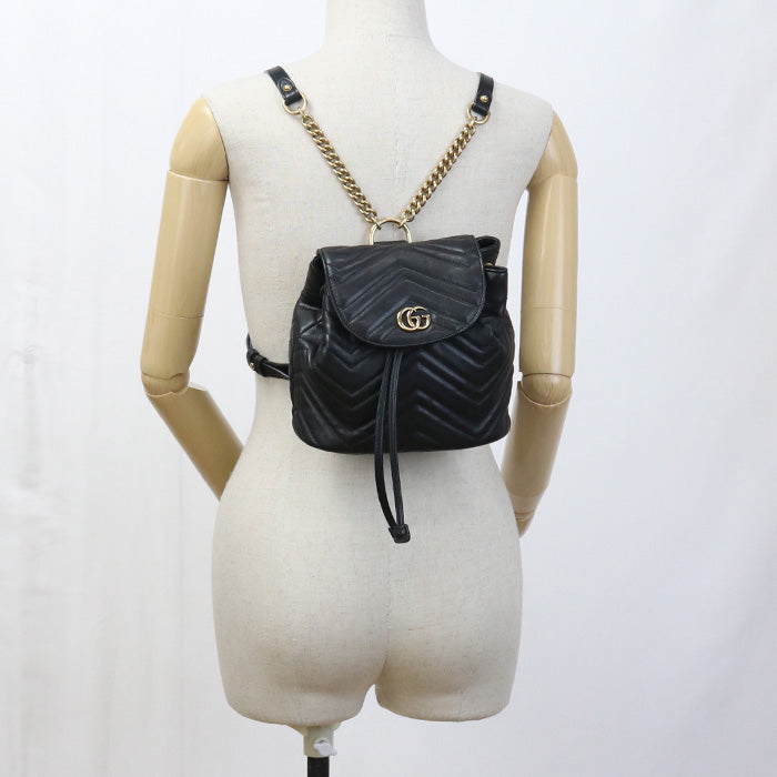Gucci 528129 Backpack GG Marmont Mini Backpack Pelle Nero Women