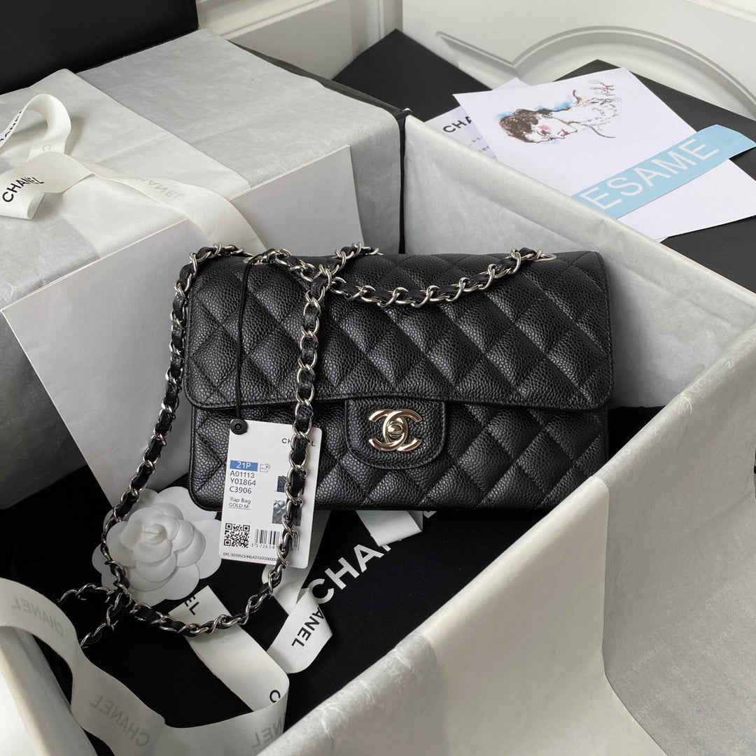 Louis Vuitton Classic Flap black bag – front view